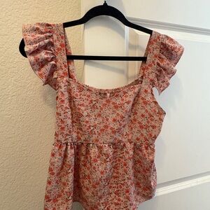 Floral Ruffle Sleeve Top
